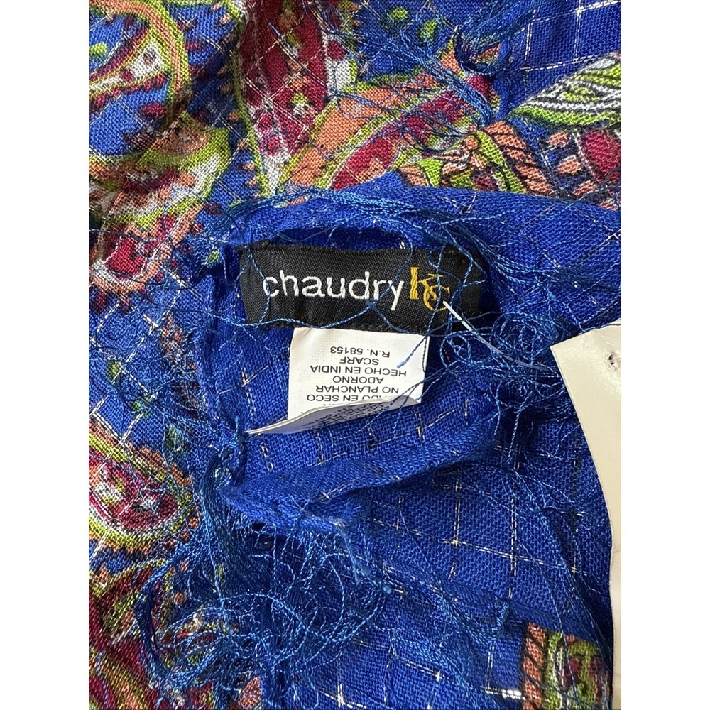 NWT Chaudry KC Scarf Gauze, Cotton, Boho Wrap Blue Paisley - Picture 5 of 7